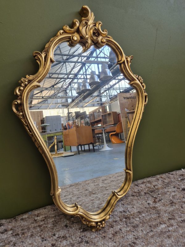Miroir doré à la feuille avec sa console – Image 2
