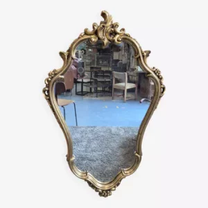 Miroir doré à la feuille avec sa console